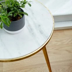 Best Sale π 20'' Gold Aluminum & White Marble Modern Accent Table by Ivory and Iris β 11 Best Sale π 20'' Gold Aluminum & White Marble Modern Accent Table by Ivory and Iris β -Cheap Ivory and Iris Store D305290S 6