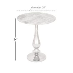 Wholesale 🎁 2ft. White Marble and Aluminum Traditional Accent Table by Ivory and Iris 🔥 -Cheap Ivory and Iris Store D305294S 6