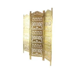Budget 🔥 Gold Mango Wood Traditional Room Divider Screen by Ivory and Iris 🎉 -Cheap Ivory and Iris Store D305298S 5