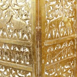 Budget 🔥 Gold Mango Wood Traditional Room Divider Screen by Ivory and Iris 🎉 -Cheap Ivory and Iris Store D305298S 7