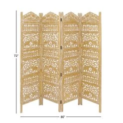 Budget 🔥 Gold Mango Wood Traditional Room Divider Screen by Ivory and Iris 🎉 -Cheap Ivory and Iris Store D305298S 9