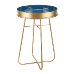 Top 10 ❤️ Blue & Gold Contemporary Metal Accent Table by Ivory and Iris 🎉