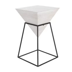 Promo 😍 2ft. White Metal and Wood Modern Accent Table by Ivory and Iris ⭐