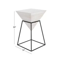 Promo 😍 2ft. White Metal and Wood Modern Accent Table by Ivory and Iris ⭐ -Cheap Ivory and Iris Store D305304S 7