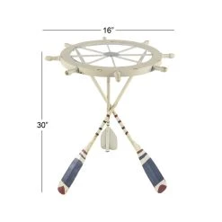 Hot Sale ❤️ 2.5ft. White Coastal Metal Accent Table by Ivory and Iris ✨ -Cheap Ivory and Iris Store D305318S 5