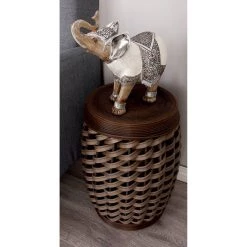 Brand new ⭐ 19'' Brown Rattan and Chinese Fir Eclectic Accent Table, 2ct. by Ivory and Iris 😀 -Cheap Ivory and Iris Store D305325S 8