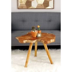 Flash Sale ✔️ 20'' Brown Teak Rustic Accent Table by Ivory and Iris 😉 -Cheap Ivory and Iris Store D305339S 8