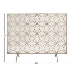 Cheap 🎁 Gold Metal Modern Fireplace Screen by Ivory and Iris 👏 -Cheap Ivory and Iris Store D305340S 3