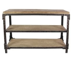 Discount 🛒 4ft. Brown Industrial Wood Console Table by Ivory and Iris ✨