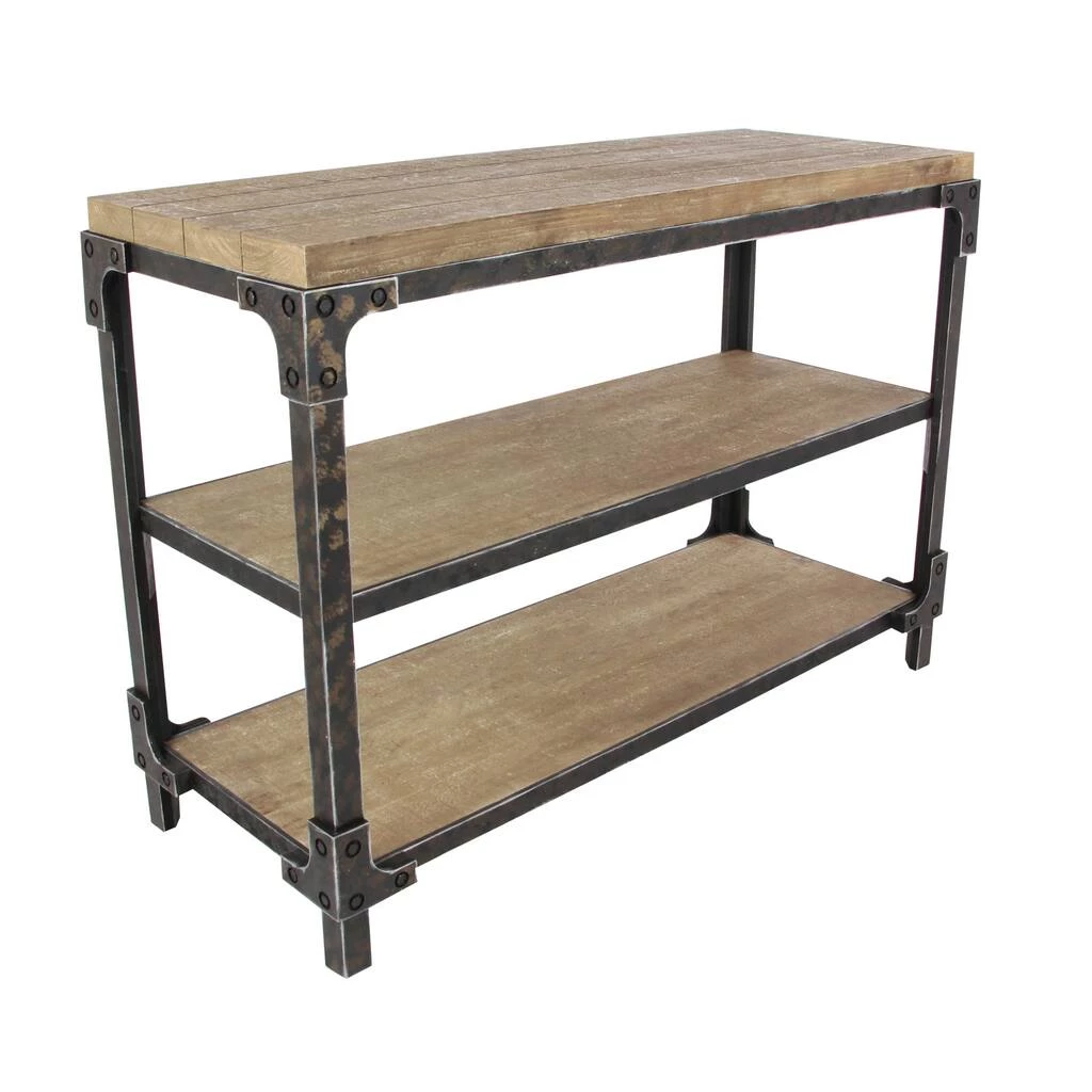 Discount π 4ft. Brown Industrial Wood Console Table by Ivory and Iris β¨ 4 Discount π 4ft. Brown Industrial Wood Console Table by Ivory and Iris β¨ - Image 4