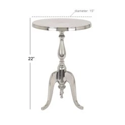 Promo 🥰 22'' Silver Aluminum Traditional Accent Table by Ivory and Iris 👏 -Cheap Ivory and Iris Store D305348S 9