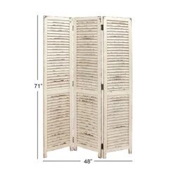Best Sale 🎉 Cream Wood Farmhouse Room Divider Screen by Ivory and Iris 🤩 -Cheap Ivory and Iris Store D305350S 10
