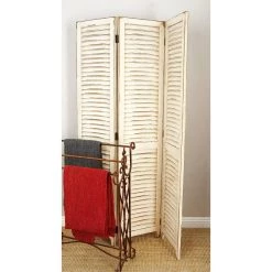 Best Sale 🎉 Cream Wood Farmhouse Room Divider Screen by Ivory and Iris 🤩 -Cheap Ivory and Iris Store D305350S 11
