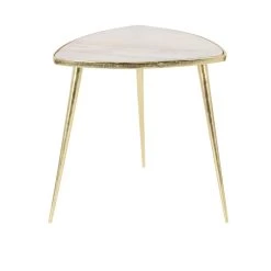 Hot Sale 🤩 21'' Gold Aluminum and White Marble Modern Accent Table by Ivory and Iris ✨