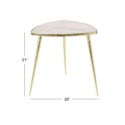 Hot Sale 🤩 21'' Gold Aluminum and White Marble Modern Accent Table by Ivory and Iris ✨ -Cheap Ivory and Iris Store D305356S 4