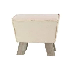 Deals 😍 17'' White Wood and Linen Rustic Stool by Ivory and Iris 😍 -Cheap Ivory and Iris Store D305360S 3