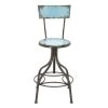 Best deal 🤩 41" Distressed Aqua & Gray Iron Vintage Bar Chair by Ivory and Iris ✔️