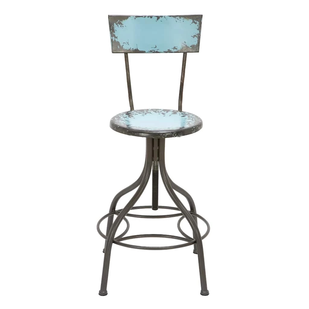 Best deal 🤩 41" Distressed Aqua & Gray Iron Vintage Bar Chair by Ivory and Iris ✔️ 1 Best deal 🤩 41" Distressed Aqua & Gray Iron Vintage Bar Chair by Ivory and Iris ✔️