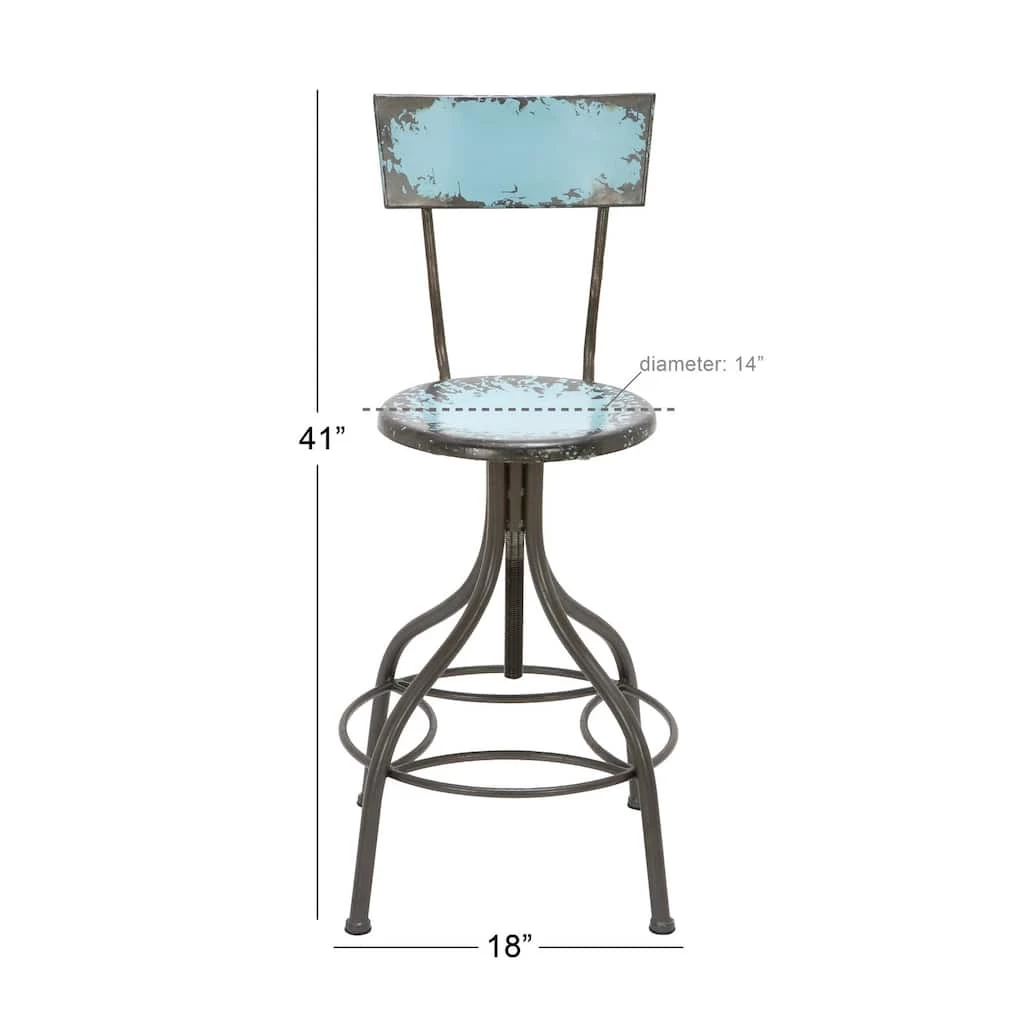 Best deal 🤩 41" Distressed Aqua & Gray Iron Vintage Bar Chair by Ivory and Iris ✔️ 7 Best deal 🤩 41" Distressed Aqua & Gray Iron Vintage Bar Chair by Ivory and Iris ✔️ - Image 7