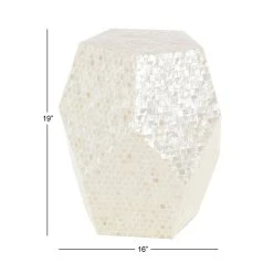 Flash Sale ❤️ 19'' Cream Mussel Shells and Wood Contemporary Accent Table by Ivory and Iris 😉 -Cheap Ivory and Iris Store D305372S 5