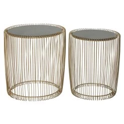 Best Sale 🧨 Gold Metal Contemporary Accent Table Set by Ivory and Iris 💯