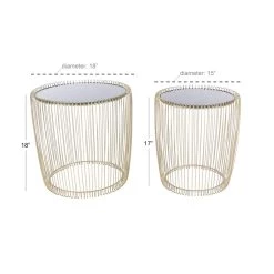 Best Sale 🧨 Gold Metal Contemporary Accent Table Set by Ivory and Iris 💯 -Cheap Ivory and Iris Store D305377S 4