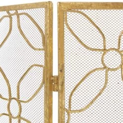 Coupon 🎁 Gold Metal Contemporary Fireplace Screen by Ivory and Iris 🎁 -Cheap Ivory and Iris Store D305380S 3