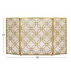 Coupon 🎁 Gold Metal Contemporary Fireplace Screen by Ivory and Iris 🎁 -Cheap Ivory and Iris Store D305380S 5