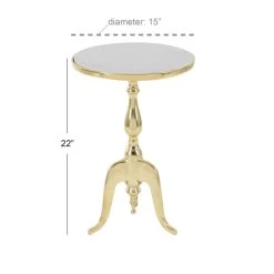 Outlet 😍 22'' Gold & Gray Marble Traditional Accent Table by Ivory and Iris 😀 -Cheap Ivory and Iris Store D305393S 4