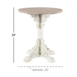 Budget 🧨 2.5ft. White Chinese Fir Farmhouse Accent Table by Ivory and Iris ⌛ -Cheap Ivory and Iris Store D305398S 5