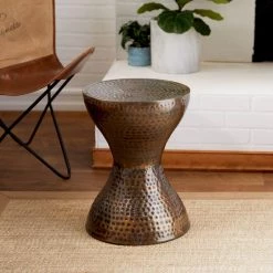 Top 10 🧨 19" Bronze Iron Industrial Accent Table by Ivory and Iris 🧨 -Cheap Ivory and Iris Store D305399S 7