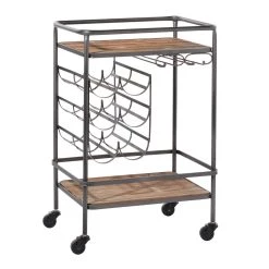 Best reviews of ❤️ 2-Tier Brown Chinese Fir and Metal Industrial Bar Cart by Ivory and Iris 🔔 -Cheap Ivory and Iris Store D305400S 4