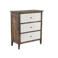Best Pirce π₯° 3-Drawer Brown & White Fir Wood Farmhouse by Ivory and Iris β