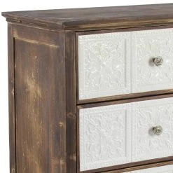 Best Pirce 🥰 3-Drawer Brown & White Fir Wood Farmhouse by Ivory and Iris ⭐ -Cheap Ivory and Iris Store D305405S 5