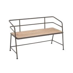 Outlet ❤️ Black Iron & Wood Industrial Bench by Ivory and Iris 🔥 -Cheap Ivory and Iris Store D305409S 3