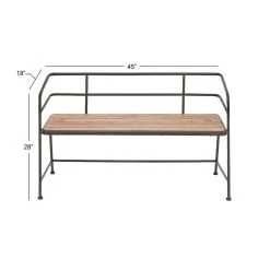 Outlet ❤️ Black Iron & Wood Industrial Bench by Ivory and Iris 🔥 -Cheap Ivory and Iris Store D305409S 5