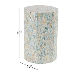 Flash Sale ✨ Multicolor Mussel Shells & Wood Contemporary Accent Table by Ivory and Iris 🥰 -Cheap Ivory and Iris Store D305410S 4
