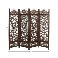 Brand new 🤩 Brown Mango Wood Traditional Room Divider Screen by Ivory and Iris ⌛ -Cheap Ivory and Iris Store D305436S 3