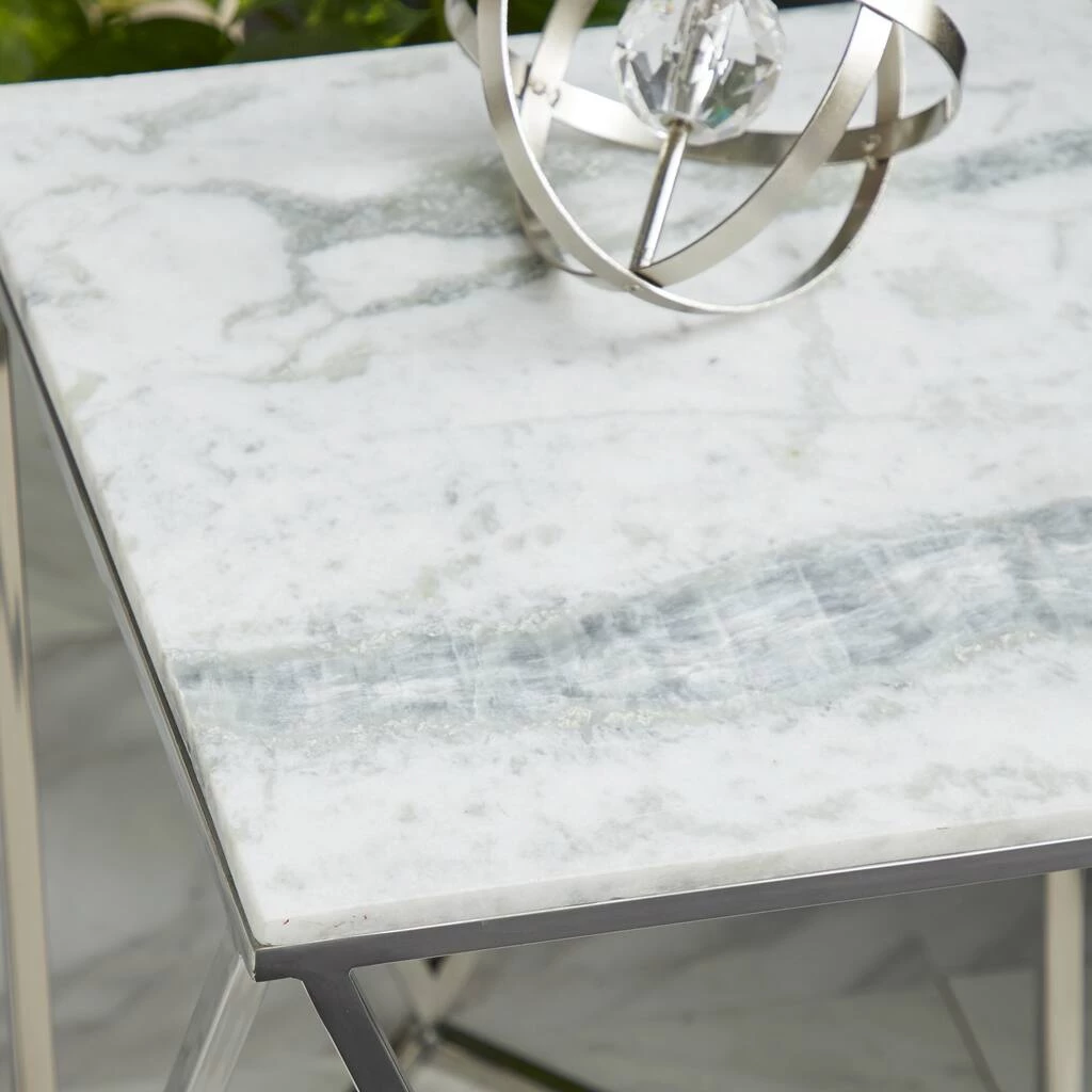 Flash Sale π Silver Marble & Stainless Steel Modern Accent Table by Ivory and Iris π 2 Flash Sale π Silver Marble & Stainless Steel Modern Accent Table by Ivory and Iris π - Image 2