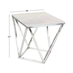 Flash Sale π Silver Marble & Stainless Steel Modern Accent Table by Ivory and Iris π 6 Flash Sale π Silver Marble & Stainless Steel Modern Accent Table by Ivory and Iris π -Cheap Ivory and Iris Store D305449S 5