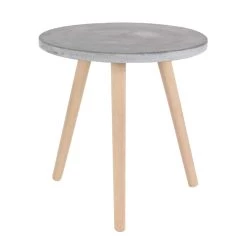 New 🎉 Gray Fiber Clay & Beech Wood Contemporary Accent Table by Ivory and Iris 🔔