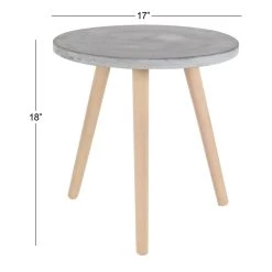 New 🎉 Gray Fiber Clay & Beech Wood Contemporary Accent Table by Ivory and Iris 🔔 -Cheap Ivory and Iris Store D305454S 4