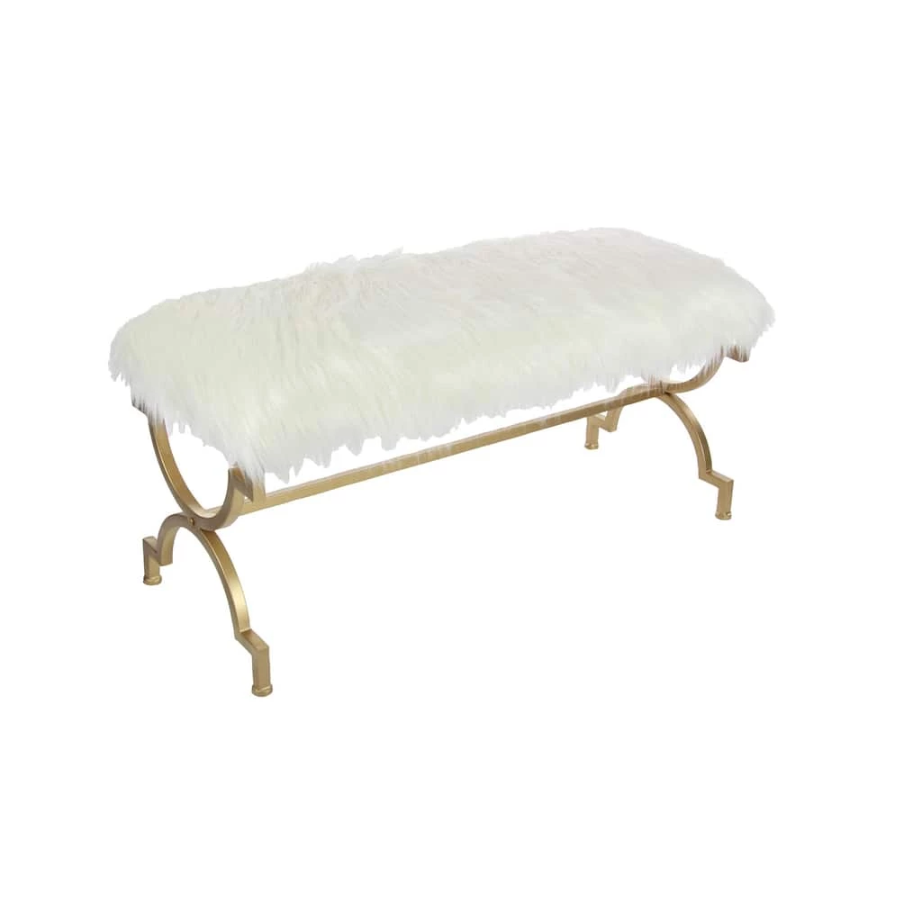 Cheap π White Fur & Metal Contemporary Bench by Ivory and Iris βοΈ 1 Cheap π White Fur & Metal Contemporary Bench by Ivory and Iris βοΈ