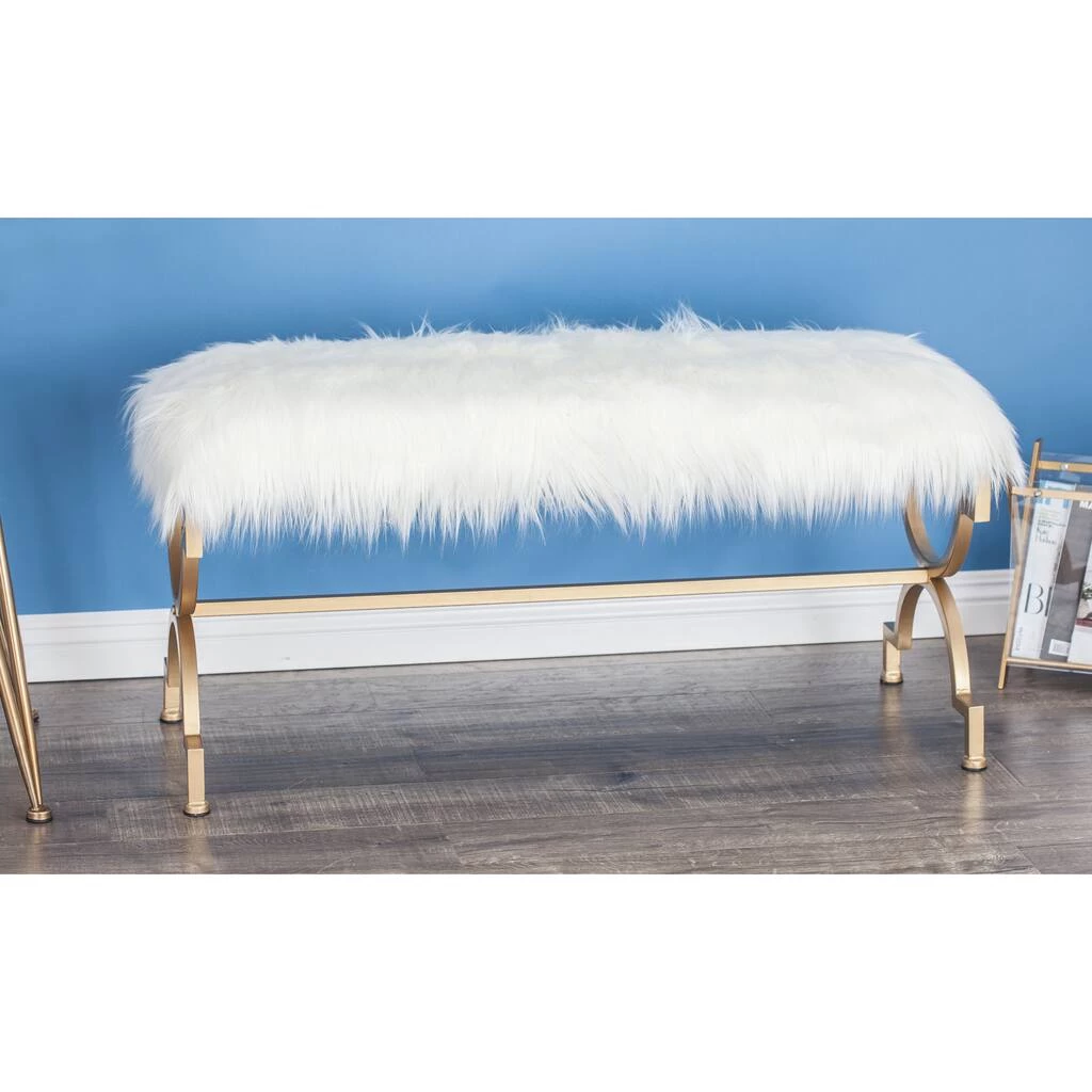 Cheap π White Fur & Metal Contemporary Bench by Ivory and Iris βοΈ 6 Cheap π White Fur & Metal Contemporary Bench by Ivory and Iris βοΈ - Image 6