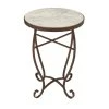 Discount 🔥 Cream Marble & Iron Traditional Accent Table by Ivory and Iris 🎁