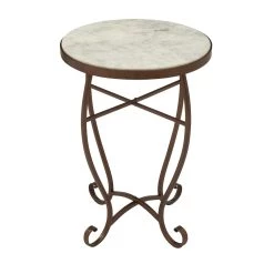Discount 🔥 Cream Marble & Iron Traditional Accent Table by Ivory and Iris 🎁