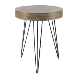 Best Pirce ⌛ Brown Wood & Metal Modern Accent Table by Ivory and Iris ✔️