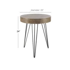 Best Pirce ⌛ Brown Wood & Metal Modern Accent Table by Ivory and Iris ✔️ -Cheap Ivory and Iris Store D305468S 5