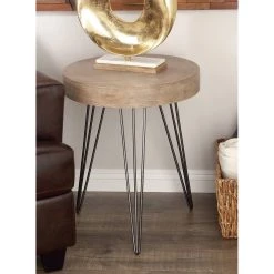 Best Pirce ⌛ Brown Wood & Metal Modern Accent Table by Ivory and Iris ✔️ -Cheap Ivory and Iris Store D305468S 7