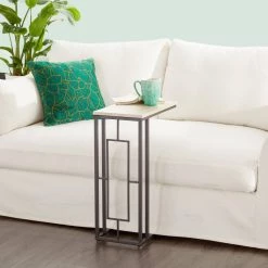 Budget 😍 Black Iron & Wood Contemporary Accent Table by Ivory and Iris 😀 -Cheap Ivory and Iris Store D305469S 11